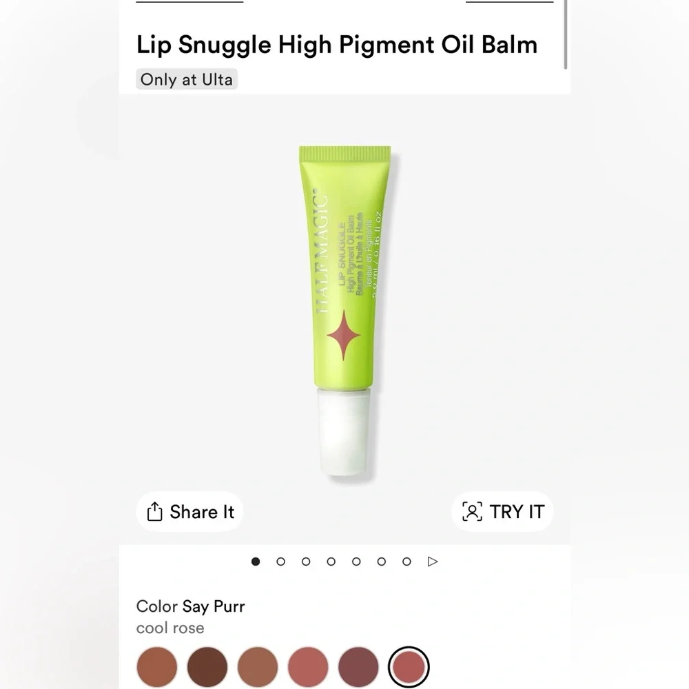 HALF MAGIC Lip Snuggle High Pigment Oil Balm in Say Purr